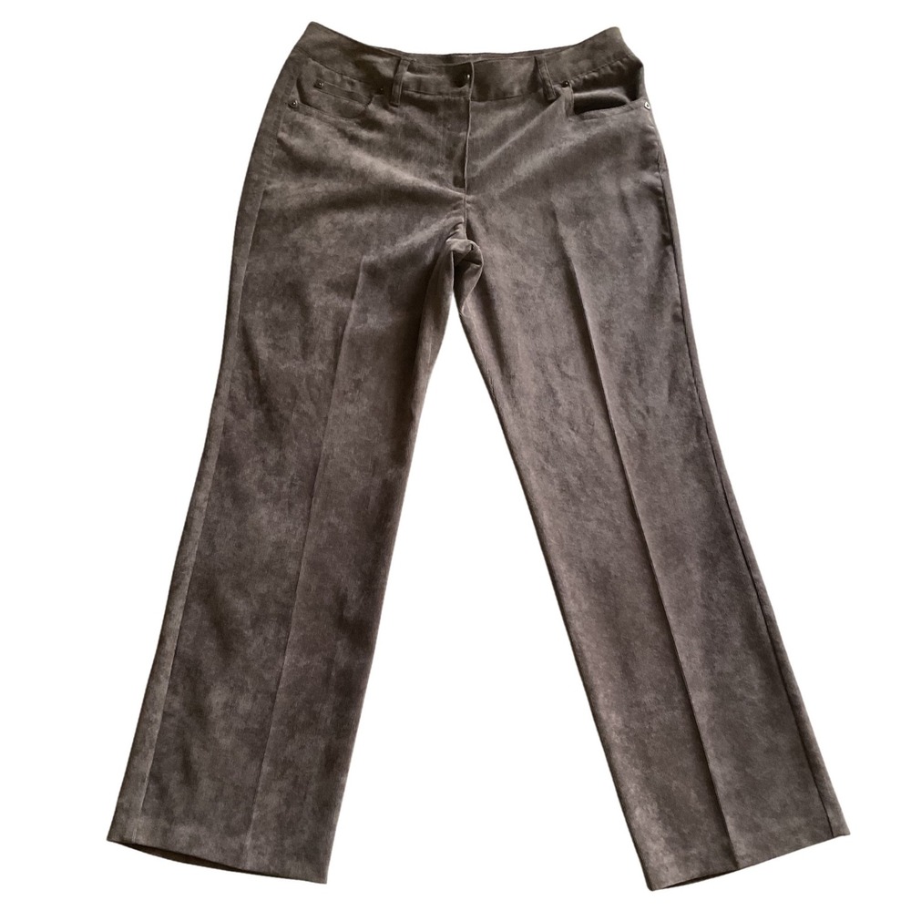 New Directions Petite Taupe Brown Corduroy Straight Leg Pants 10P Mid Rise